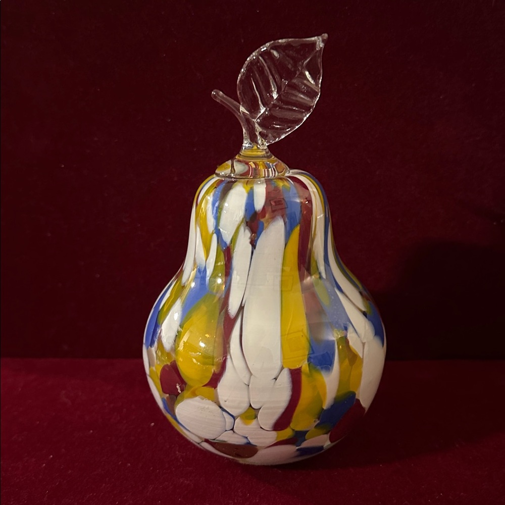 Hand-Blown Art Glass Pear • Multicolour Murano-Style Figurine • Vintage Decor - Picture 4 of 8